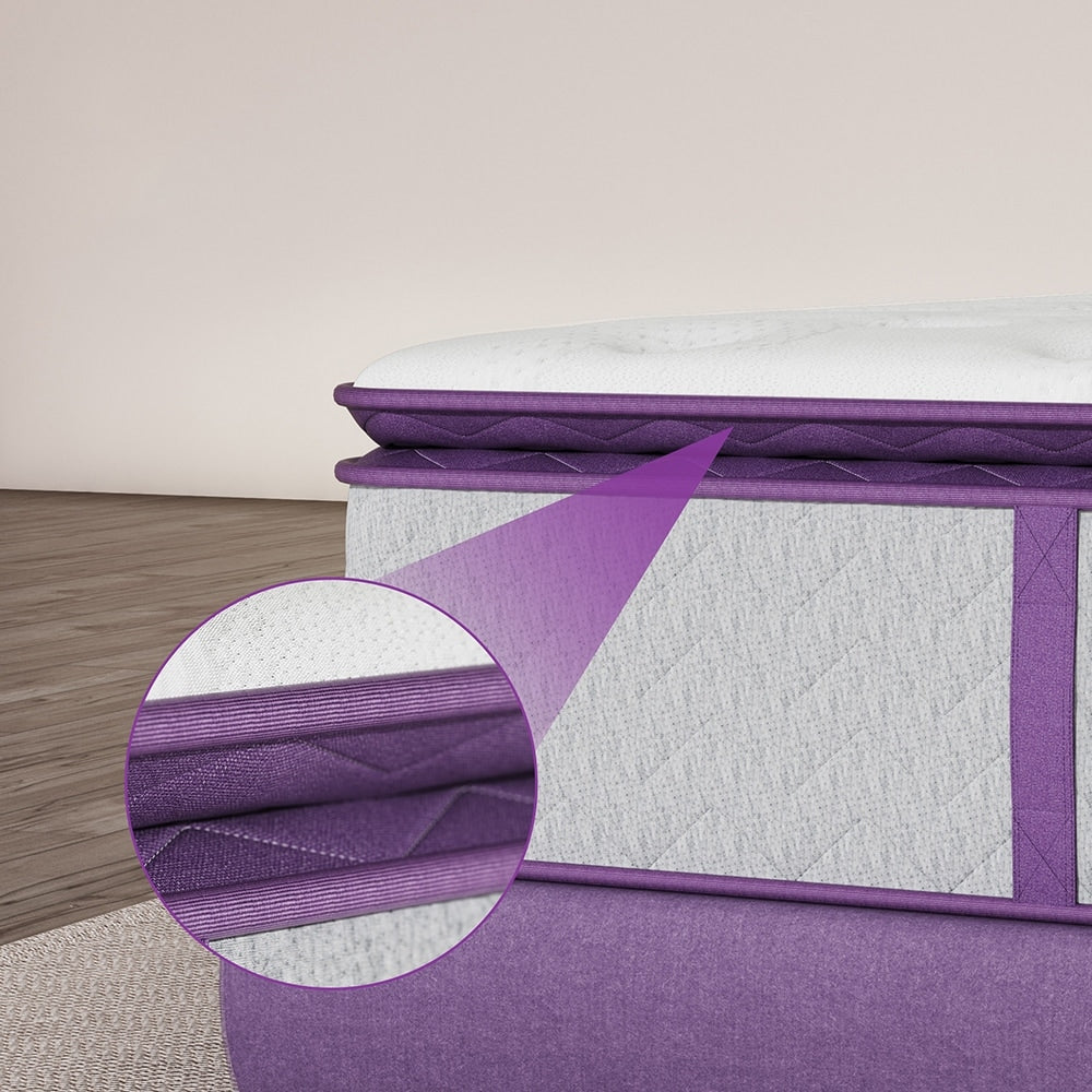 Matelas hybride en mousse à mémoire de forme Queen et King de 12 pouces, avec plateau-coussin et ressorts ensachés à 5 zones, isolation des mouvements
