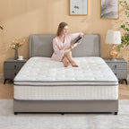 Matelas Queen Size 12 pouces, matelas hybride Queen Size, matelas à ressorts ensachés en mousse à mémoire de forme, matelas à faible transfert de mouvement dans une boîte