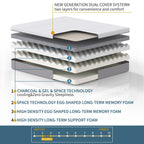 Matelas en mousse à mémoire de forme infusé de gel et de charbon de bois de 12 pouces (Queen)