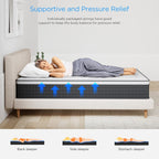 Matelas hybride 12 pouces dans une boîte avec mousse à mémoire de forme en gel, soulagement des douleurs dorsales et refroidissement, soutien moyennement ferme