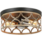Plafonnier encastré à 2 lumières, 12 po, bronze et bois - 12 W