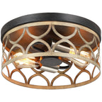 Plafonnier encastré à 2 lumières, 12 po, bronze et bois - 12 W