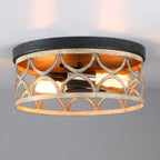 Plafonnier encastré à 2 lumières, 12 po, bronze et bois - 12 W