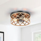 Plafonnier encastré à 2 lumières, 12 po, bronze et bois - 12 W