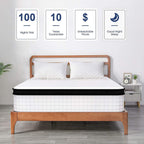 Matelas hybride à ressorts ensachés en mousse viscoélastique de 12 po, à plateau-coussin, pour lit double, très grand format
