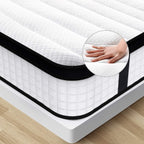 Matelas hybride à ressorts ensachés en mousse viscoélastique de 12 po, à plateau-coussin, pour lit double, très grand format