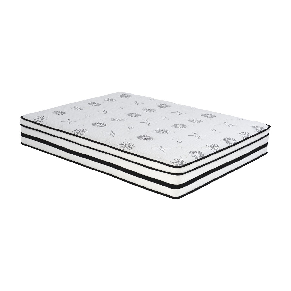 Matelas Eastern King de 12 pouces, matelas hybride matelassé hautement respirant, blanc, matelas en mousse moelleuse dans une boîte