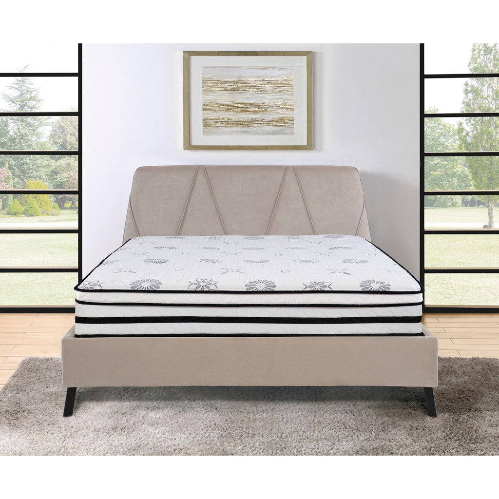 Matelas Eastern King de 12 pouces, matelas hybride matelassé hautement respirant, blanc, matelas en mousse moelleuse dans une boîte