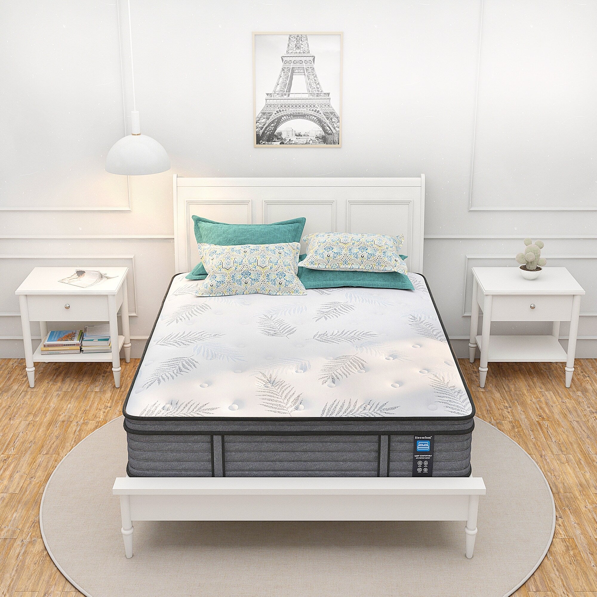 Matelas hybride en mousse à mémoire de forme ferme Euro Top de 12 pouces, livré dans une boîte