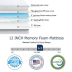 Matelas en mousse à mémoire de forme gel 12 pouces, matelas rafraîchissant à sensation moyenne, livré dans une boîte, CertiPUR-US