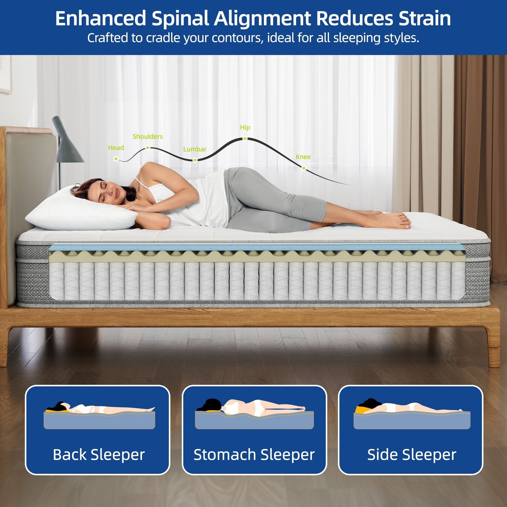 Ressorts ensachés en mousse à mémoire de forme hybride de 12 pouces