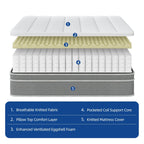 Ressorts ensachés en mousse à mémoire de forme hybride de 12 pouces