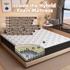 Matelas hybride double en mousse à mémoire de forme de 12 pouces, format moyen, livré dans une boîte