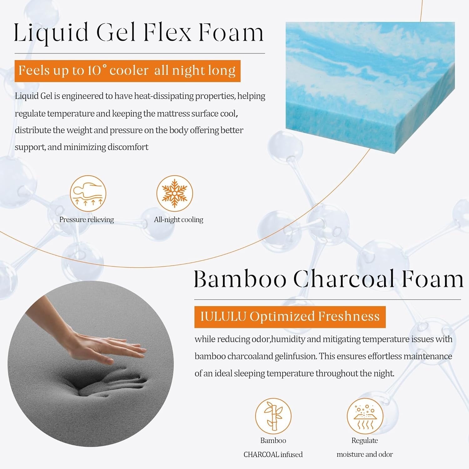 Matelas en mousse à mémoire de forme de 14 pouces, matelas en gel pour un sommeil frais et un soulagement de la pression, matelas tout-en-un