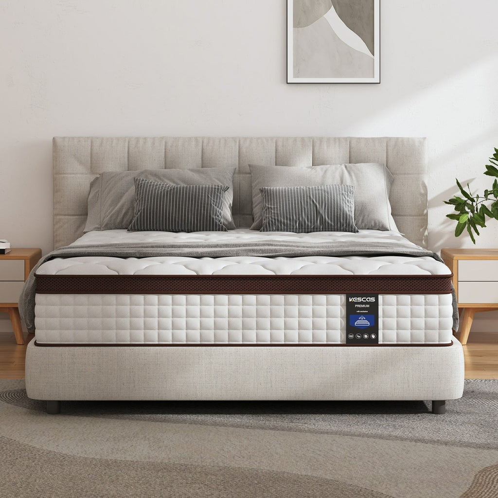 Matelas à ressorts ensachés en mousse à mémoire de forme de 12 pouces, fermeté moyenne, format double, queen size et king size en option