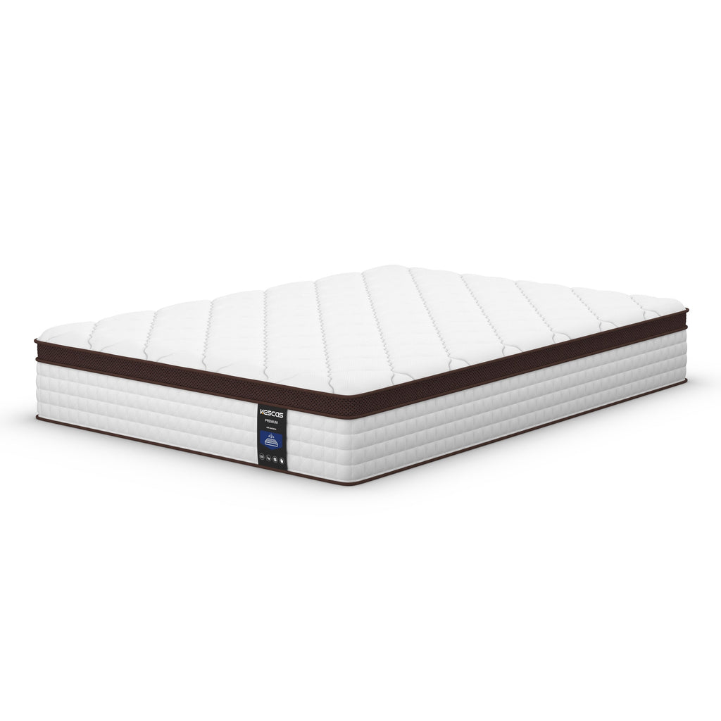 Matelas à ressorts ensachés en mousse à mémoire de forme de 12 pouces, fermeté moyenne, format double, queen size et king size en option