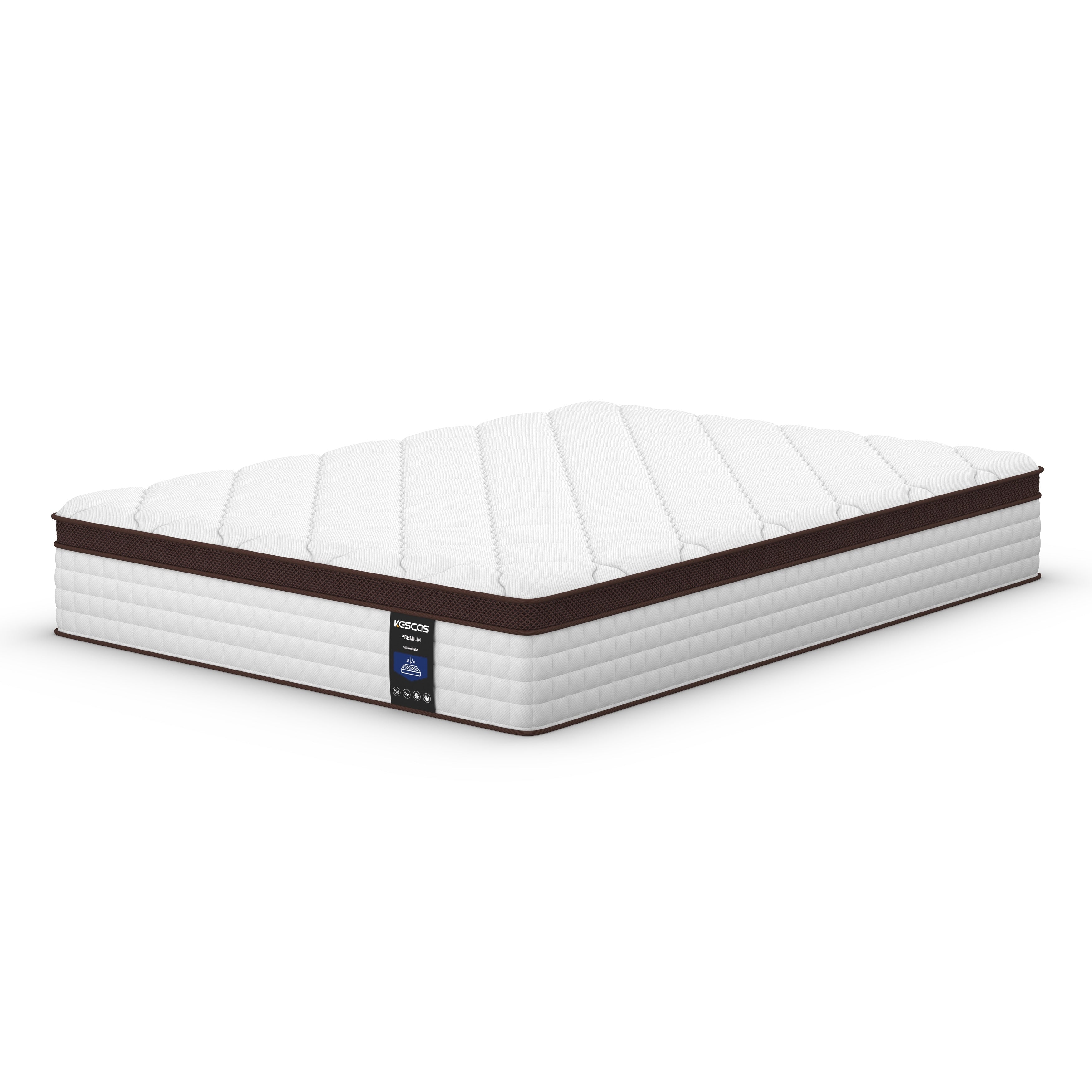 Matelas à ressorts ensachés en mousse à mémoire de forme de 12 pouces, fermeté moyenne, format double, queen size et king size en option