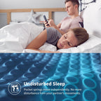 Matelas à ressorts ensachés en mousse à mémoire de forme de 12 pouces, fermeté moyenne, format double, queen size et king size en option