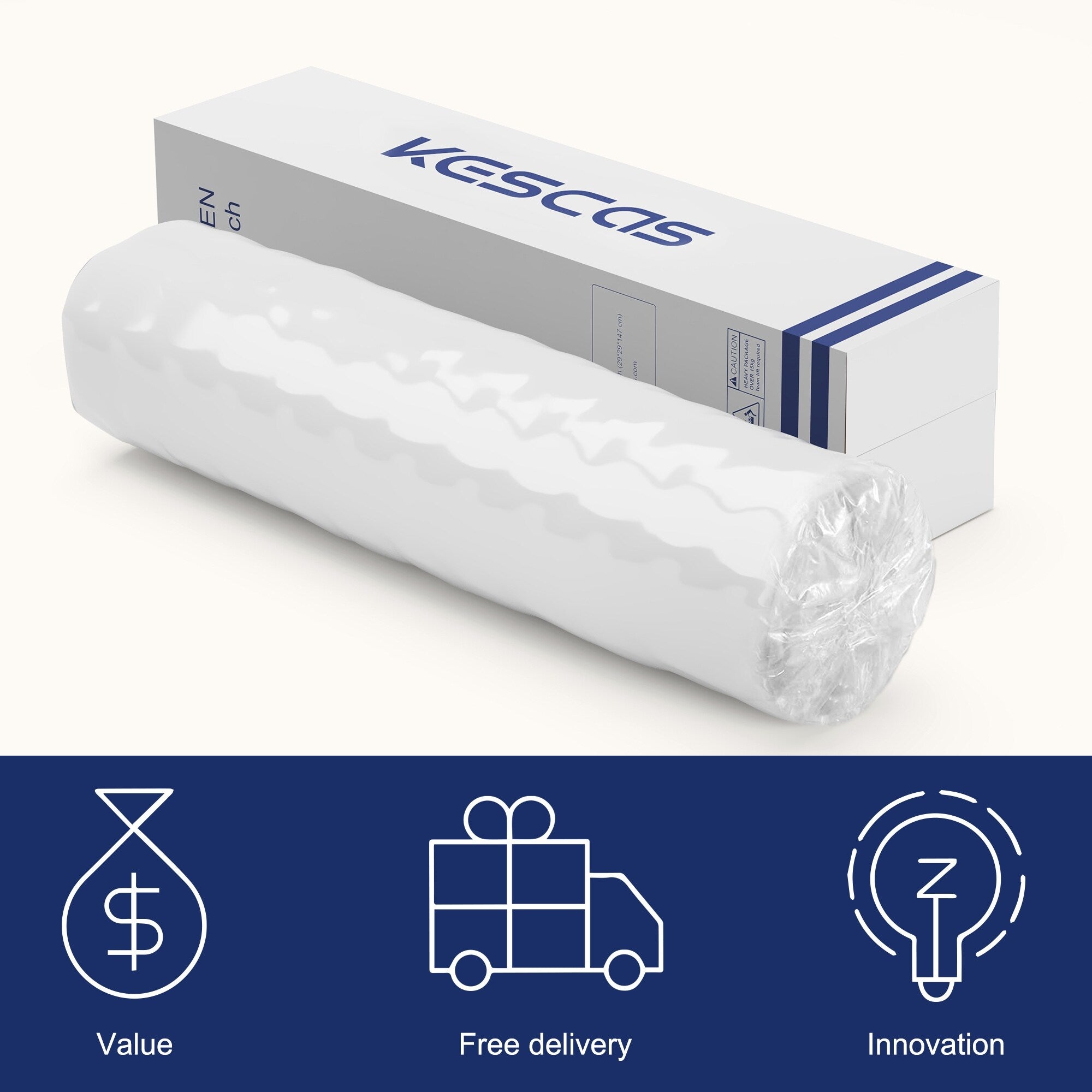 Matelas à ressorts ensachés en mousse à mémoire de forme de 12 pouces, fermeté moyenne, format double, queen size et king size en option