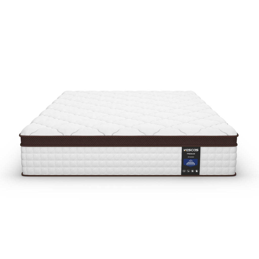 Matelas à ressorts ensachés en mousse à mémoire de forme de 12 pouces, fermeté moyenne, format double, queen size et king size en option