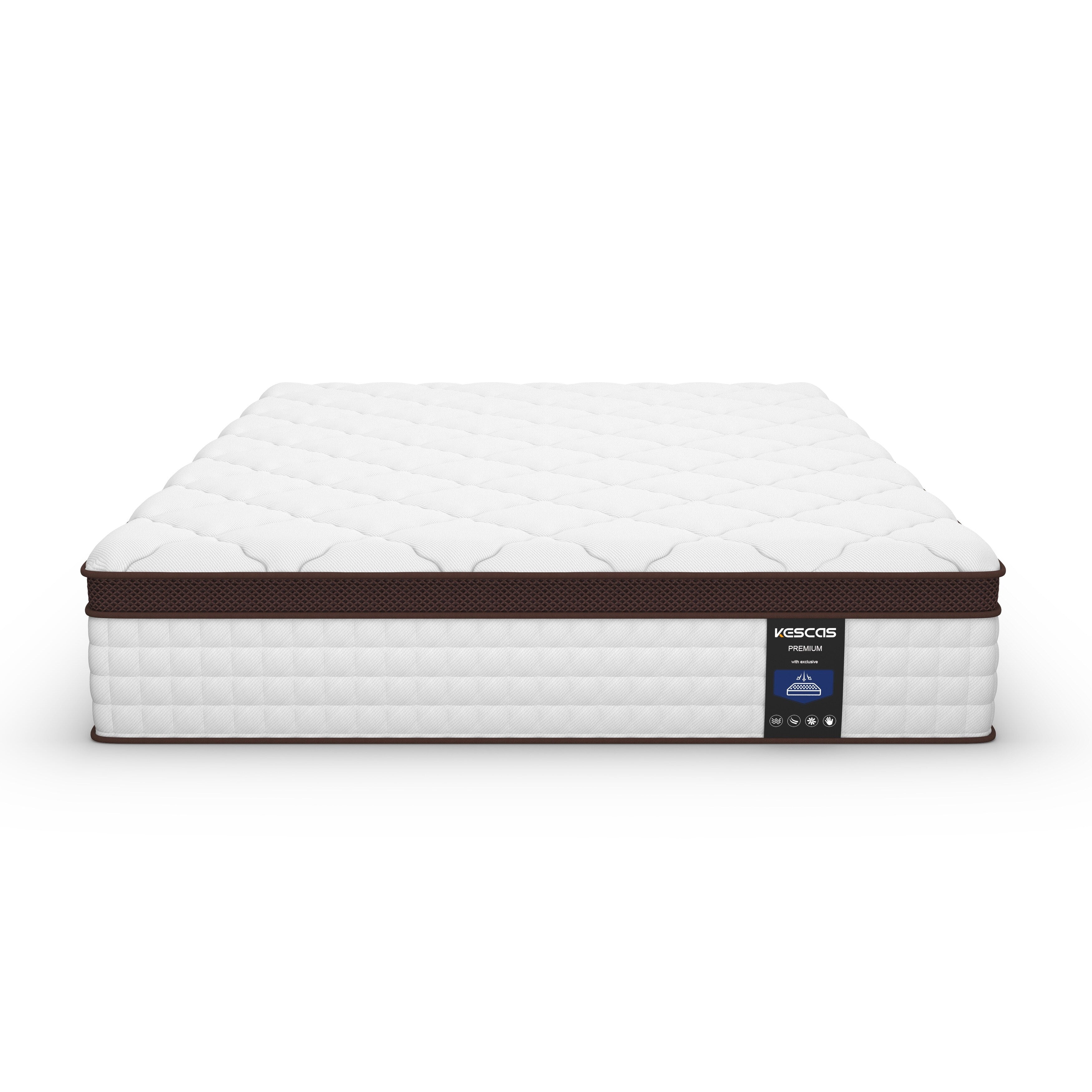 Matelas à ressorts ensachés en mousse à mémoire de forme de 12 pouces, fermeté moyenne, format double, queen size et king size en option