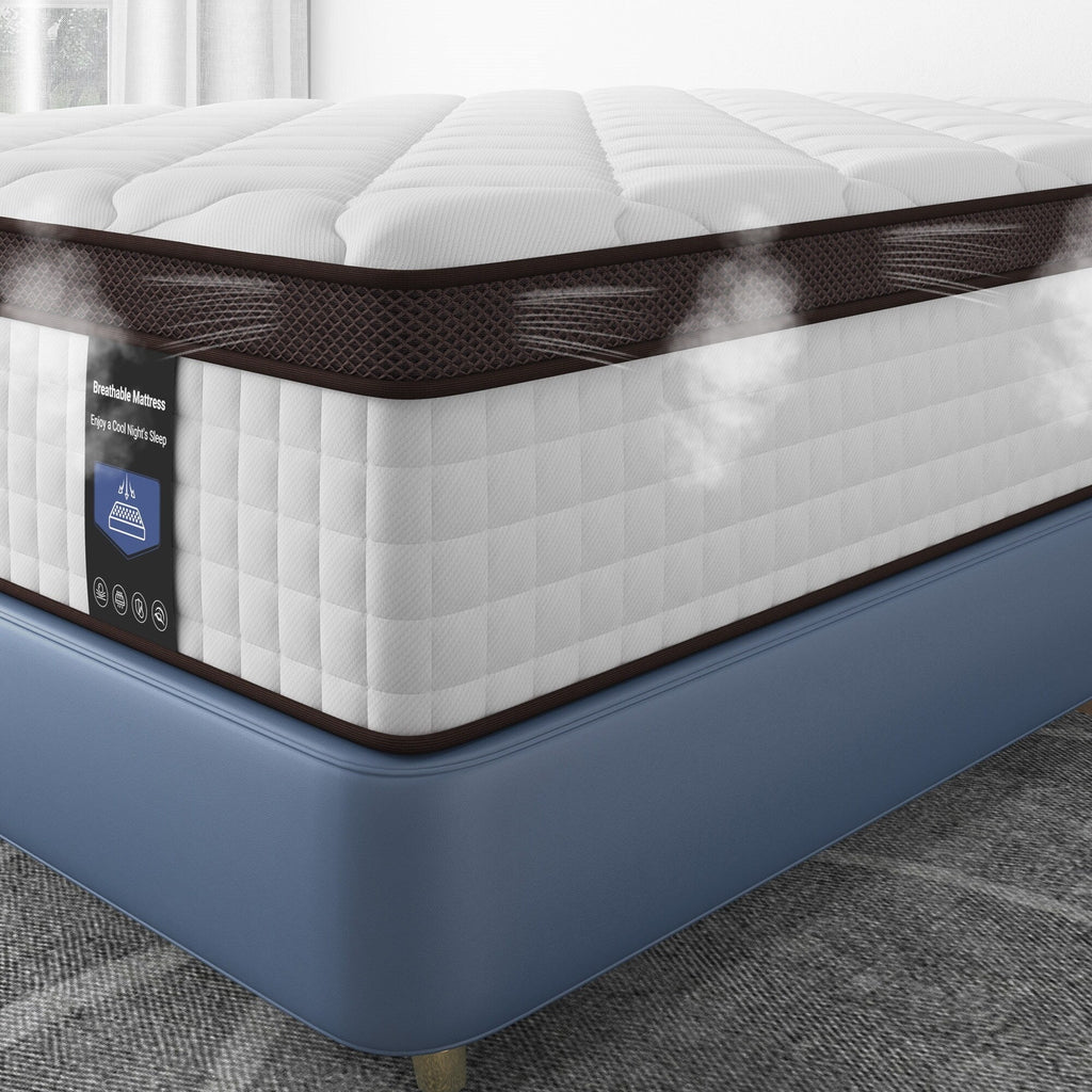 Matelas à ressorts ensachés en mousse à mémoire de forme de 12 pouces, fermeté moyenne