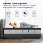 Matelas à ressorts ensachés en mousse à mémoire de forme de 12 pouces, fermeté moyenne