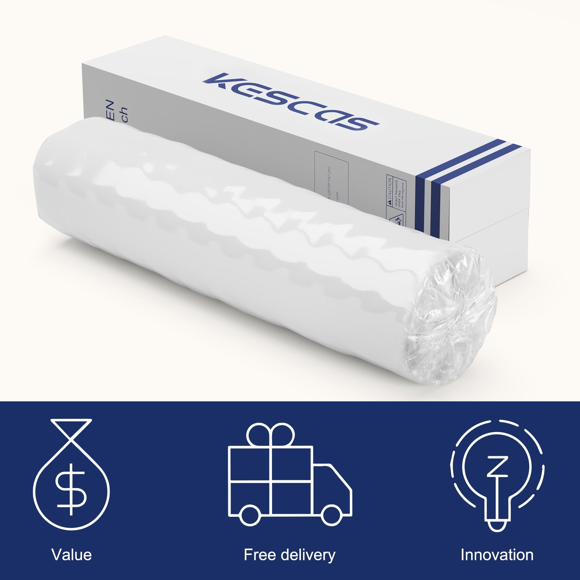 Matelas à ressorts ensachés en mousse à mémoire de forme de 12 pouces, fermeté moyenne