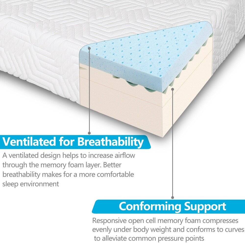 Matelas Queen Cool Medium-Firm en mousse à mémoire de forme GEL de 12 pouces