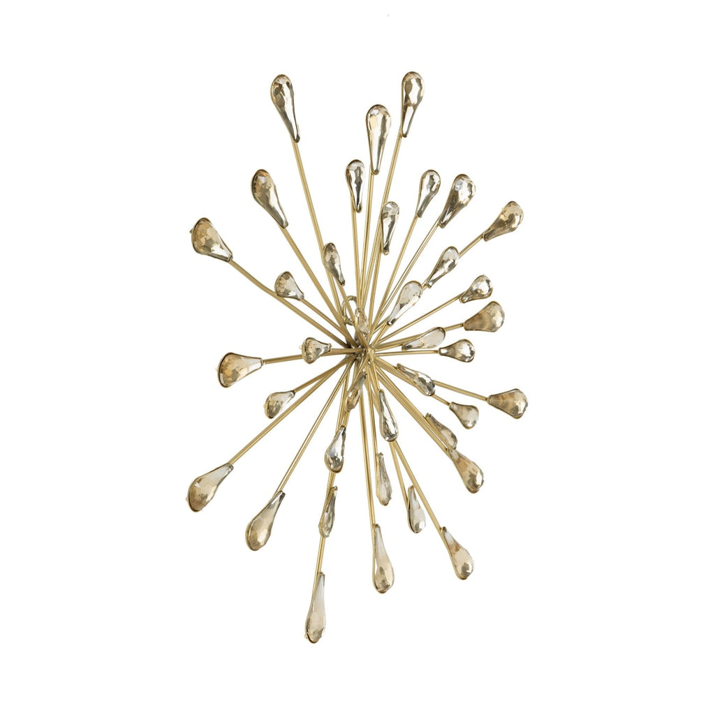 Décoration murale en métal doré et perles transparentes de 12,5 diamètres