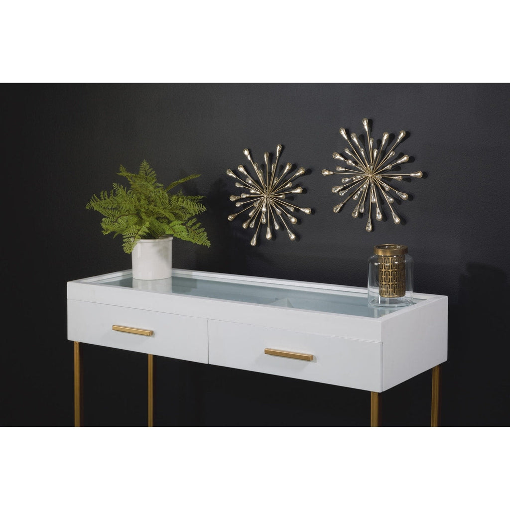 Décoration murale en métal doré et perles transparentes de 12,5 diamètres