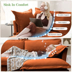 Canapé 4 places en chenille 120 avec plusieurs grands coussins moelleux pour le salon et la chambre