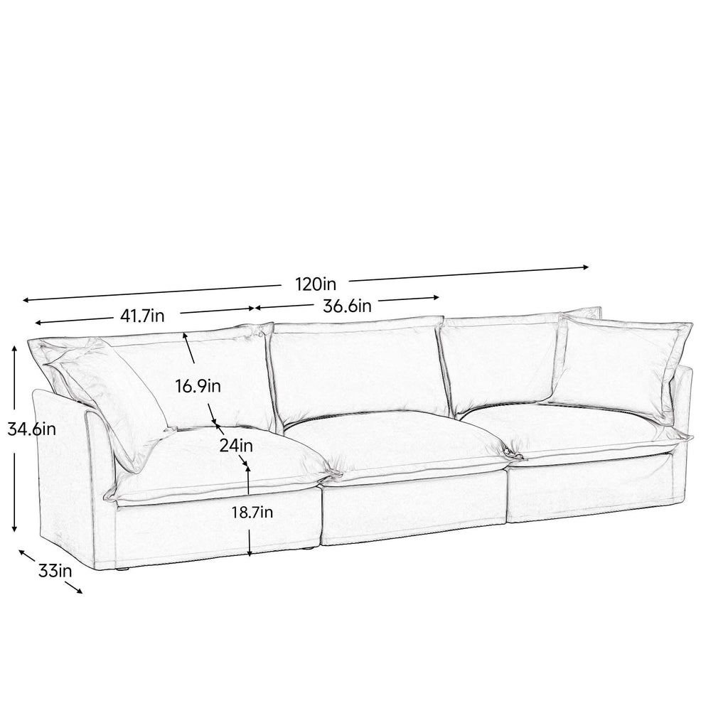 Canapé 4 places en chenille 120 avec plusieurs grands coussins moelleux pour le salon et la chambre