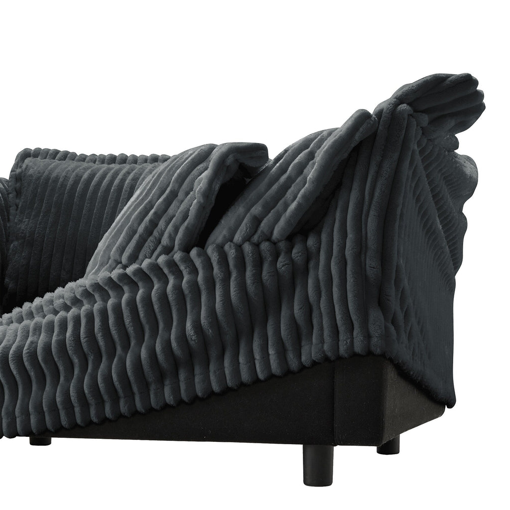 Canapé 4 places en velours côtelé 120 avec plusieurs grands coussins moelleux pour le salon et la chambre