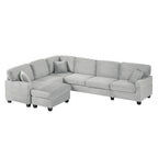 Canapé sectionnel en U en velours côtelé de 125 po avec pouf amovible