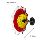 Décoration murale en verre rouge Fiore Bloom de 12 pouces de diamètre