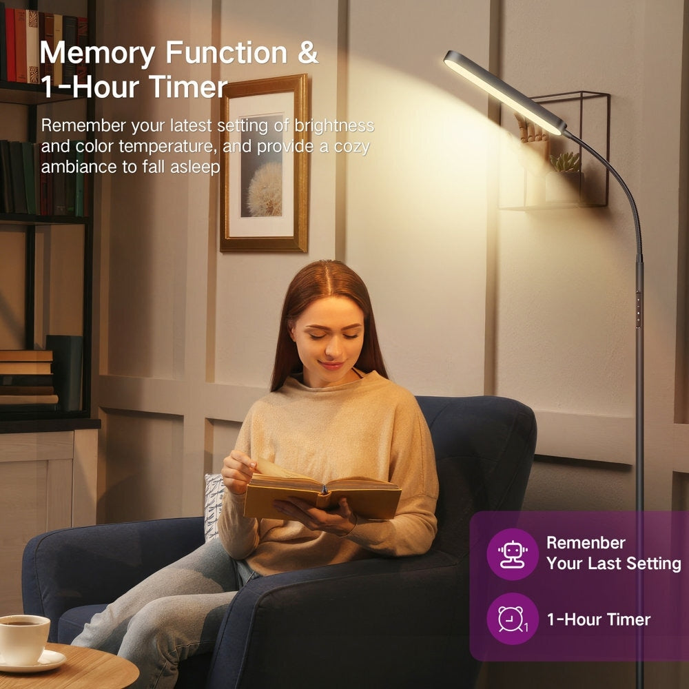 Lampadaire de travail/lecture à LED 12 W à intensité variable avec télécommande et commande tactile - N/A