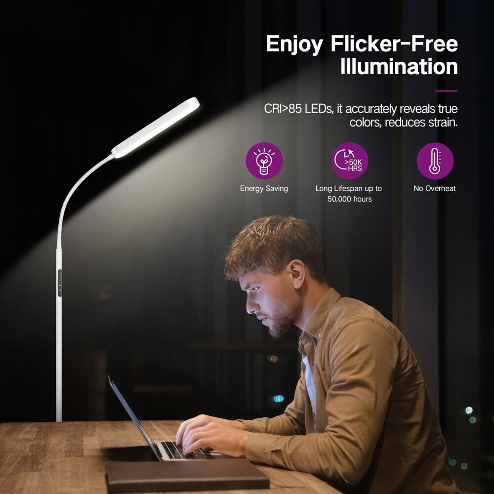 Lampadaire de travail/lecture à LED 12 W à intensité variable avec télécommande et commande tactile - N/A