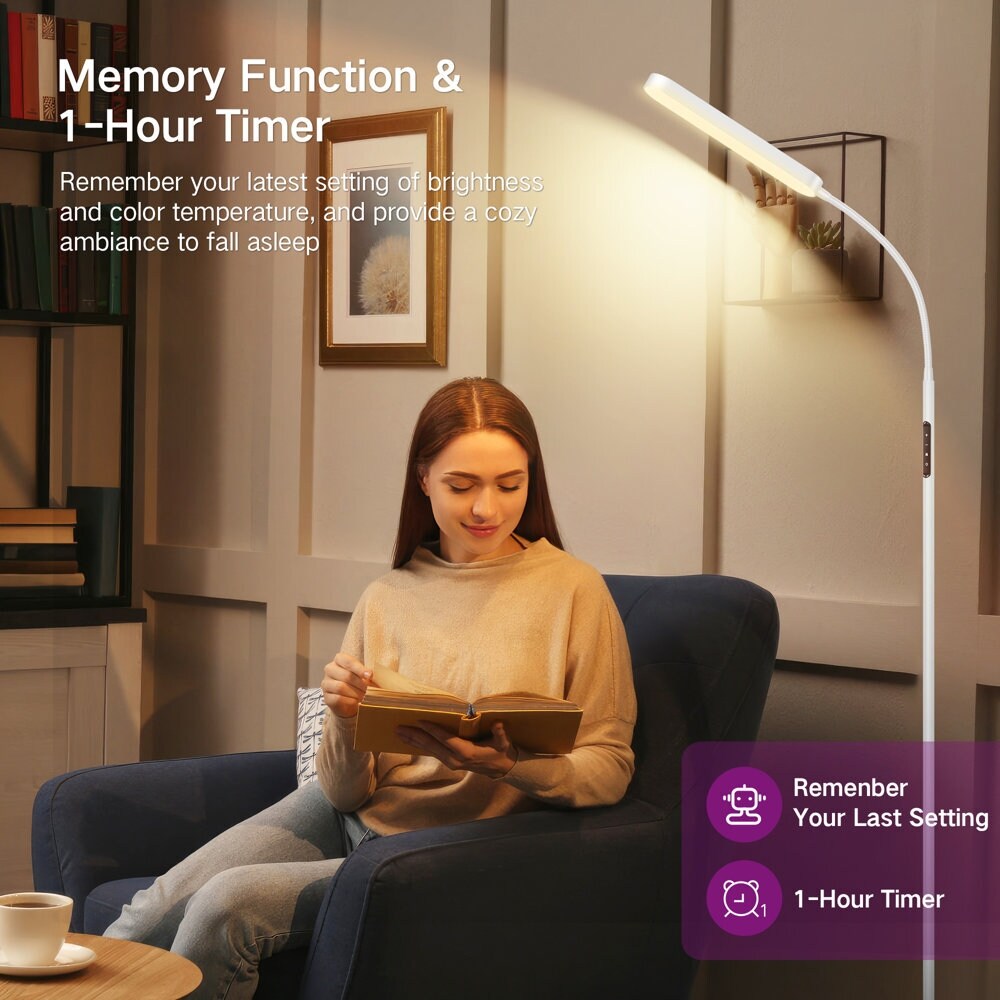 Lampadaire de travail/lecture à LED 12 W à intensité variable avec télécommande et commande tactile - N/A