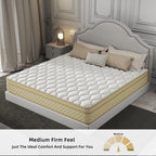 Matelas hybride en mousse à mémoire de forme de taille moyenne, 12 Euro Top, dans une boîte