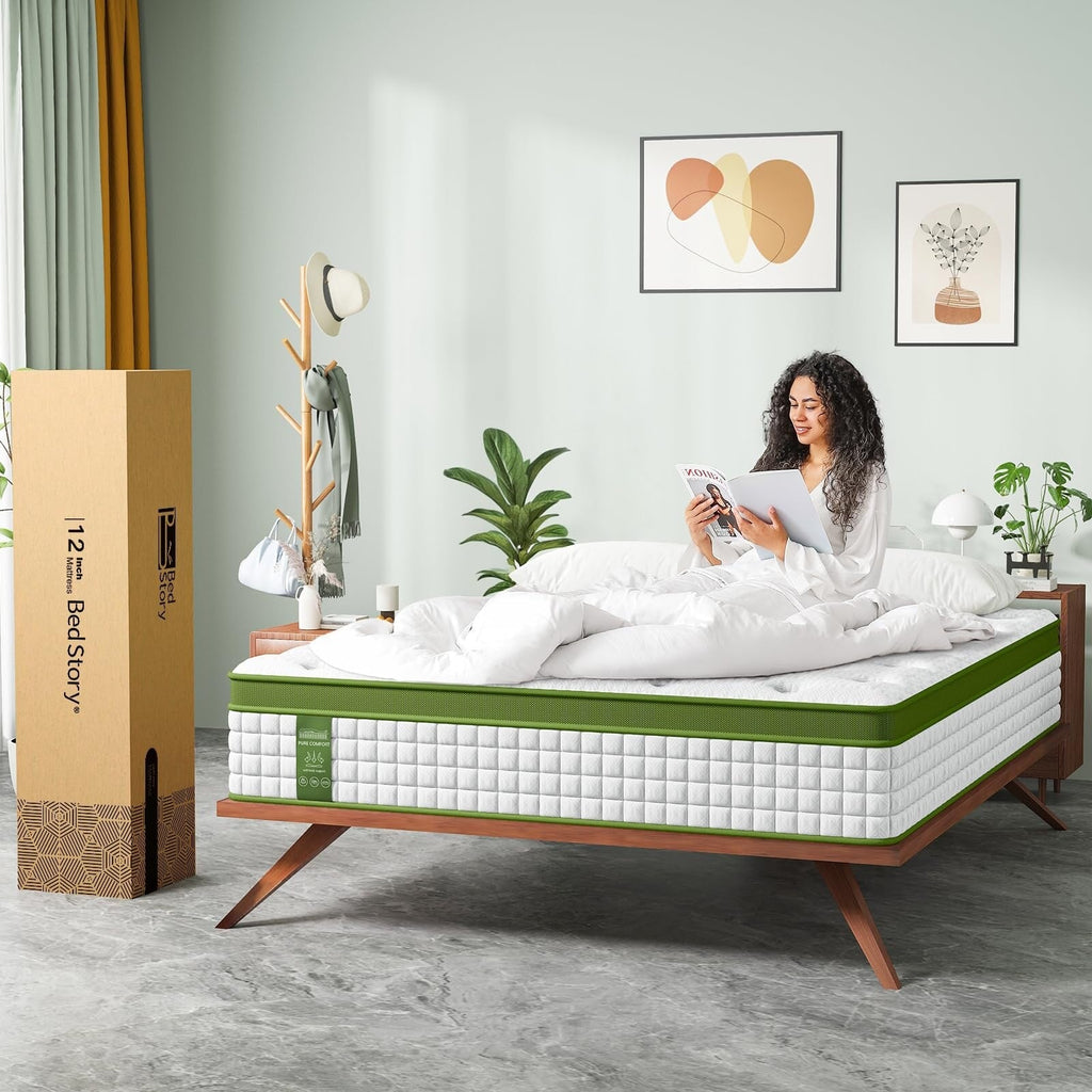 Matelas hybride 12 avec mousse à mémoire de forme et ressorts ensachés