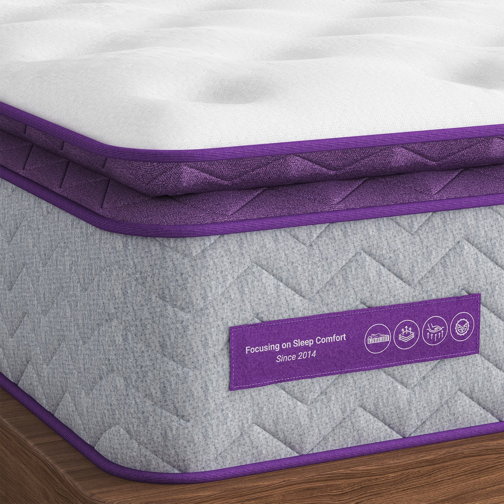 Matelas à plateau-coussin mi-ferme 12 po - Mousse de charbon de bambou, soutien 5 zones, certifié CertiPUR-US?