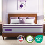 Matelas hybride médium 12 pouces - Mousse de charbon de bambou, soutien 5 zones, certifié CertiPUR-US - Blanc