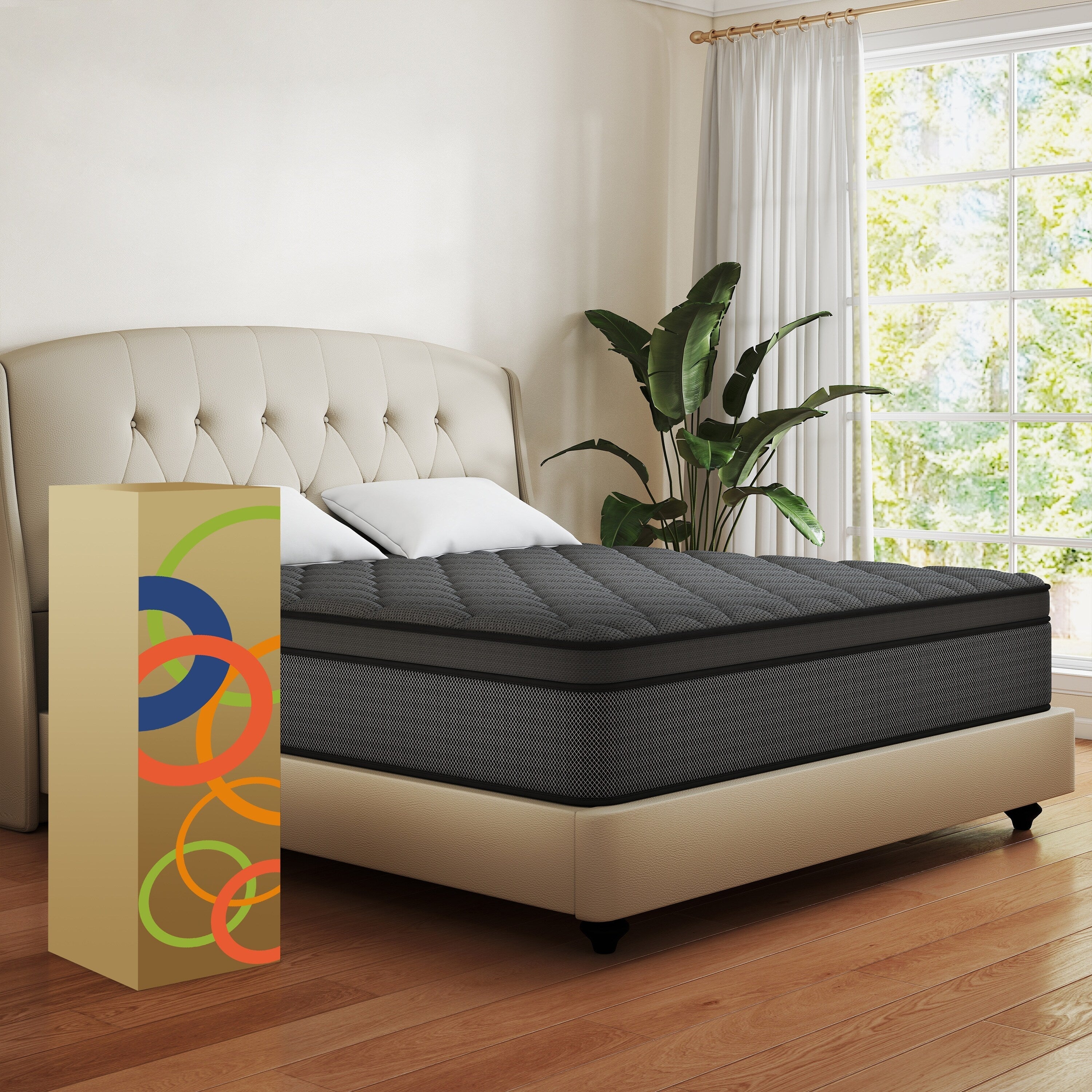 12 matelas hybrides en mousse à mémoire de forme moyenne dans une boîte