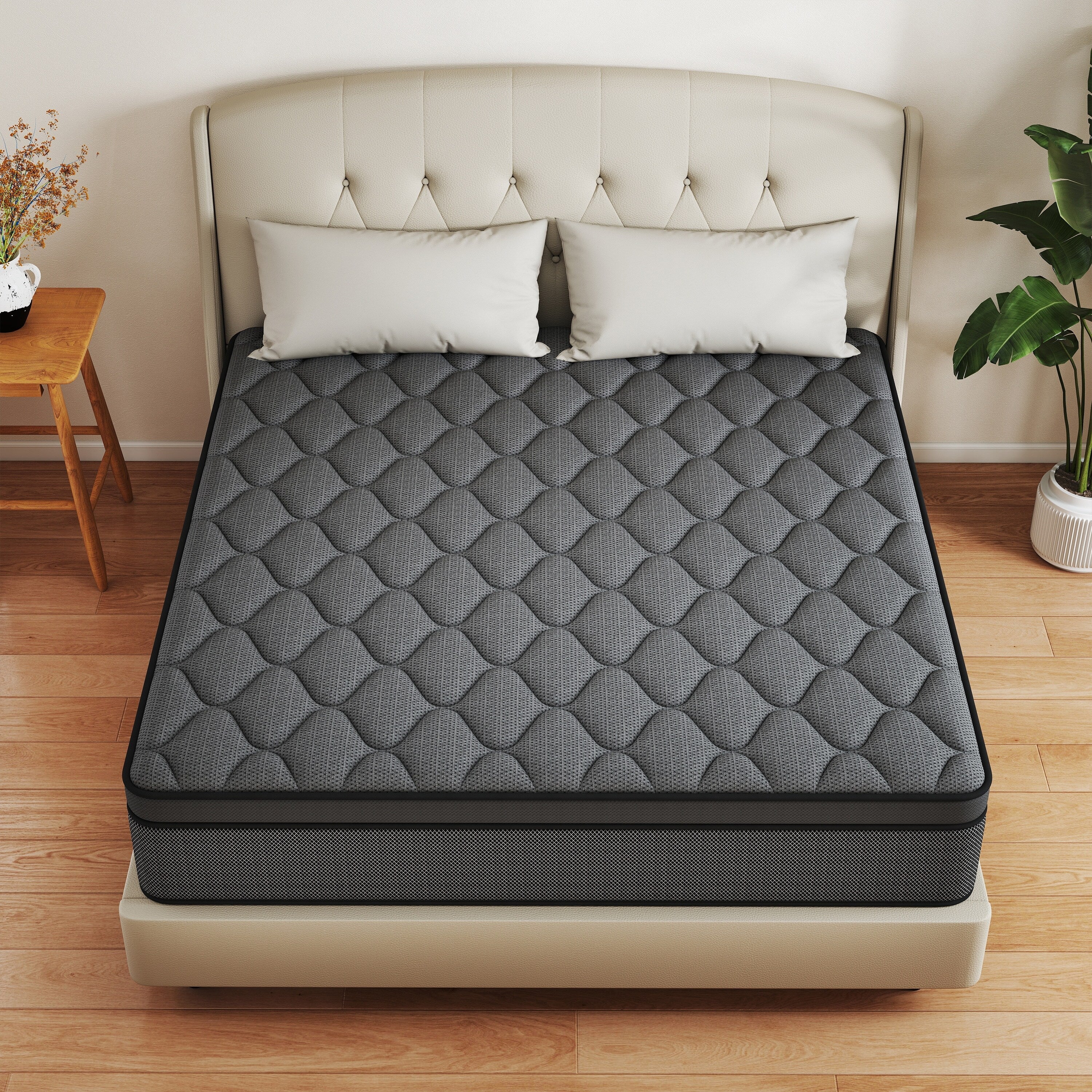 12 matelas hybrides en mousse à mémoire de forme moyenne dans une boîte