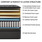 12 matelas hybrides en mousse à mémoire de forme moyenne dans une boîte