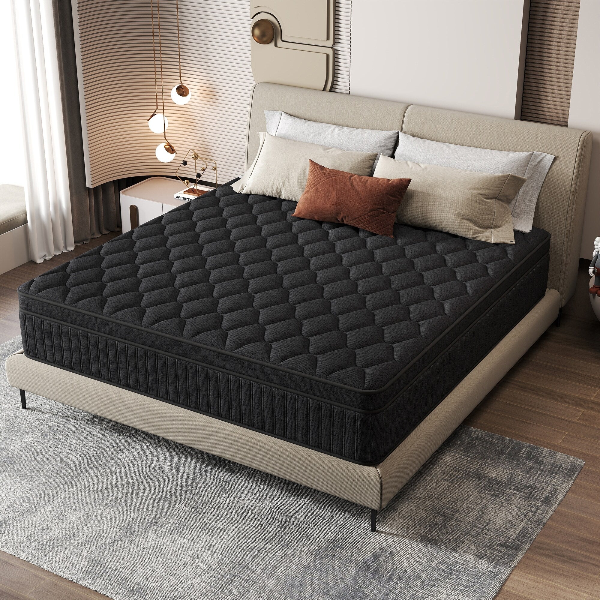 Matelas hybride à ressorts ensachés de taille moyenne, 12 pièces, dans une boîte