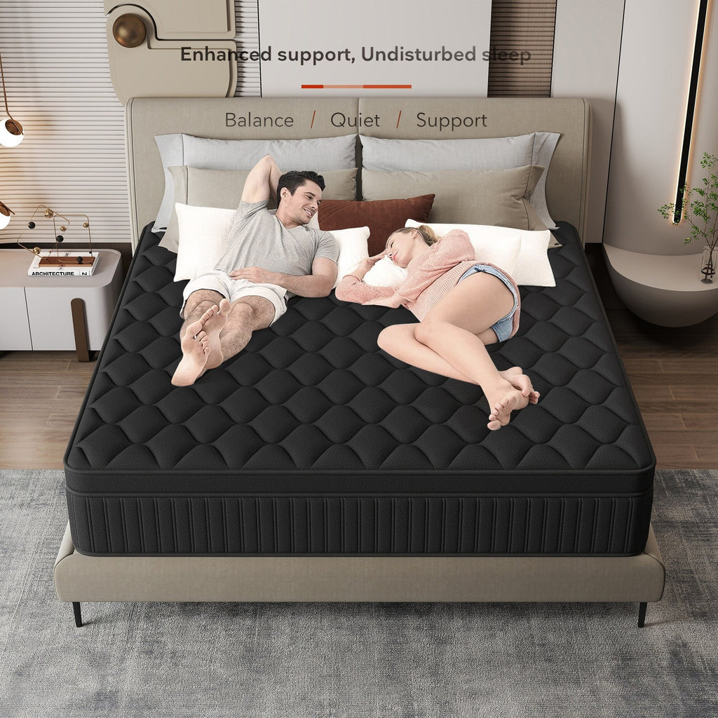 Matelas hybride à ressorts ensachés de taille moyenne, 12 pièces, dans une boîte