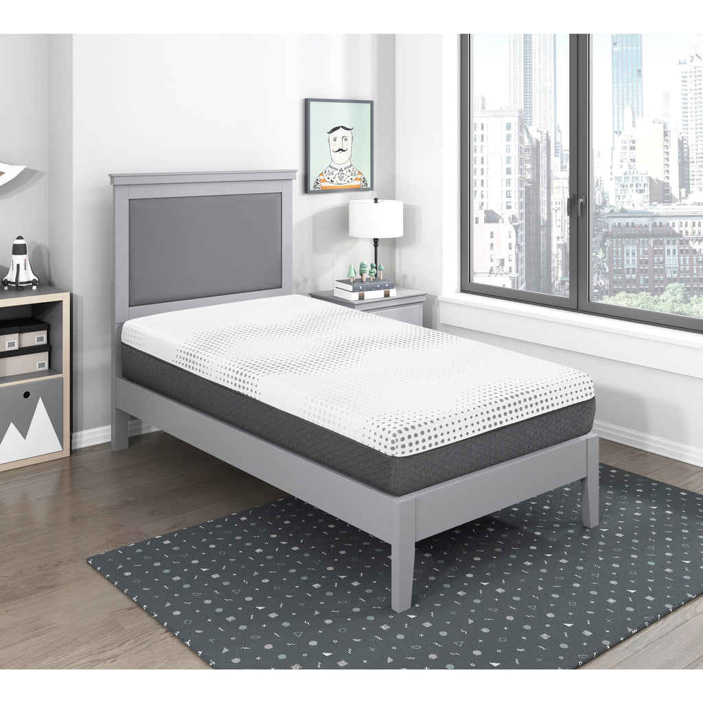 Matelas hybride à 12 ressorts ensachés en mousse moelleuse et gel au thé vert, livré dans une boîte