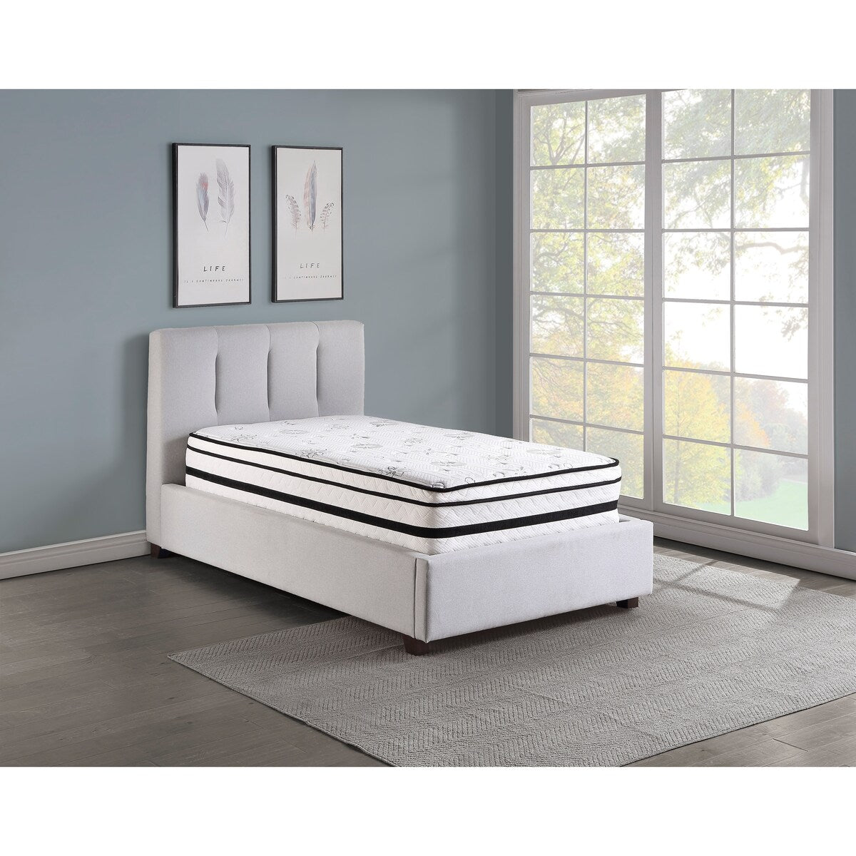 Matelas hybride 12Twin, matelassé, respirant et matelassé, blanc, en mousse moelleuse, livré dans une boîte, confort de luxe